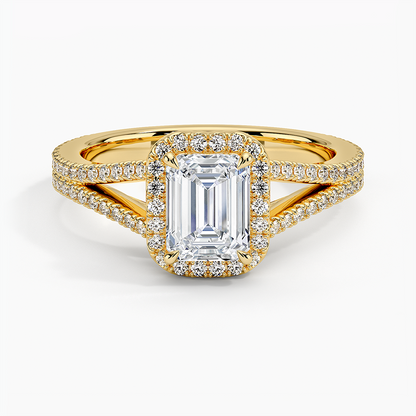 1,50 Karat Emerald Halo Tasarım Tektaş Laboratuvar Pırlanta Yüzük 18K - Aurelia - Bold Diamonds