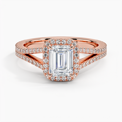 1,50 Karat Emerald Halo Tasarım Tektaş Laboratuvar Pırlanta Yüzük 18K - Aurelia - Bold Diamonds