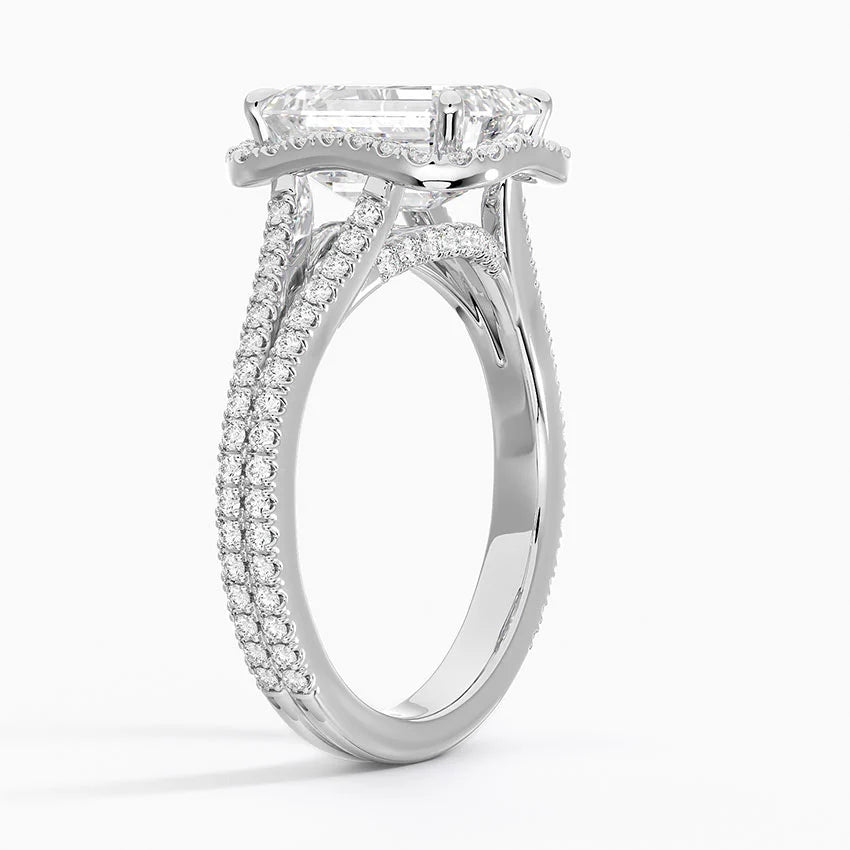 1,50 Karat Emerald Halo Tasarım Tektaş Laboratuvar Pırlanta Yüzük 18K - Aurelia - Bold Diamonds