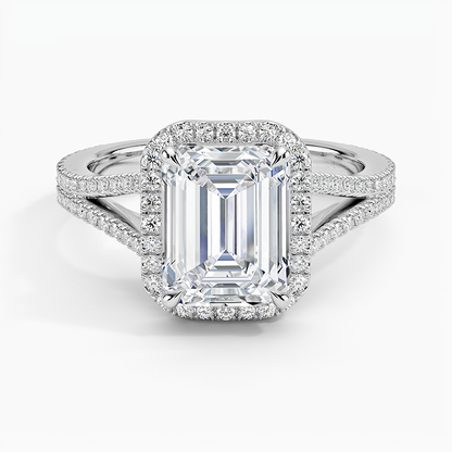 1,50 Karat Emerald Halo Tasarım Tektaş Laboratuvar Pırlanta Yüzük 18K - Aurelia - Bold Diamonds