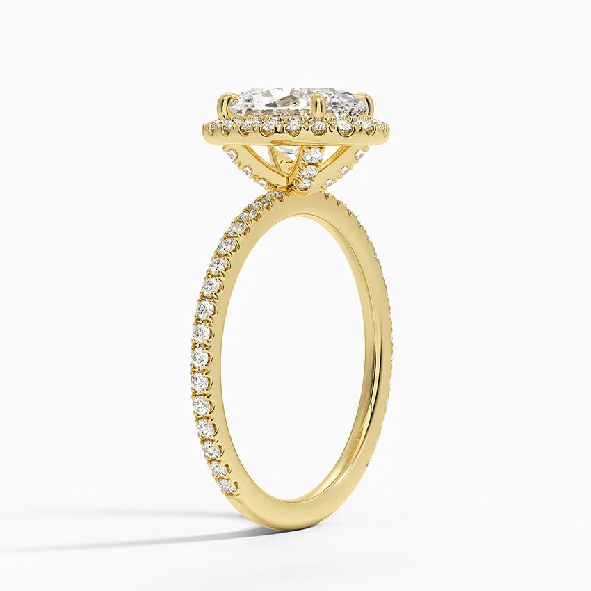 1,50 Karat Emerald Halo Tasarım Tektaş Laboratuvar Pırlanta Yüzük 18K -Celestia - Bold Diamonds
