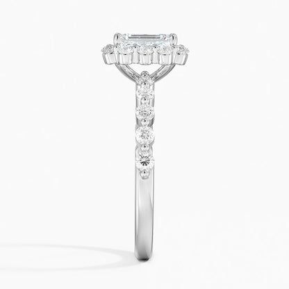 1.50 Karat Emerald Halo Tasarım Tektaş Laboratuvar Pırlanta Yüzük 18K -Mirara - Bold Diamonds