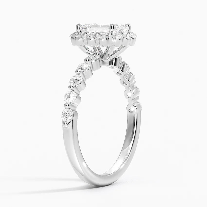 1.50 Karat Emerald Halo Tasarım Tektaş Laboratuvar Pırlanta Yüzük 18K -Mirara - Bold Diamonds
