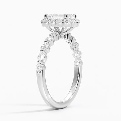 1.50 Karat Emerald Halo Tasarım Tektaş Laboratuvar Pırlanta Yüzük 18K -Mirara - Bold Diamonds