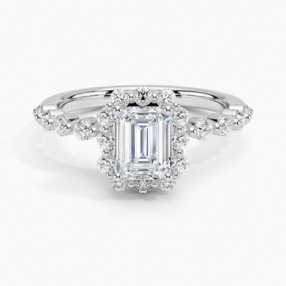 1.50 Karat Emerald Halo Tasarım Tektaş Laboratuvar Pırlanta Yüzük 18K -Mirara - Bold Diamonds