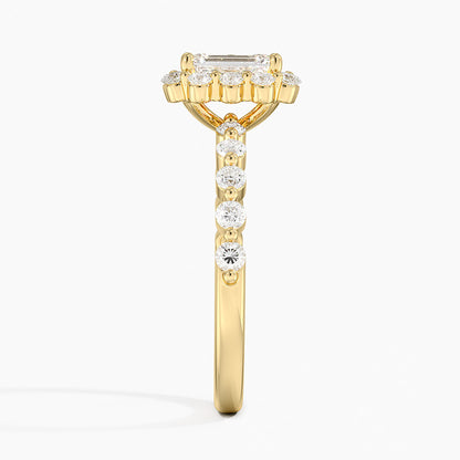 1.50 Karat Emerald Halo Tasarım Tektaş Laboratuvar Pırlanta Yüzük 18K -Mirara - Bold Diamonds