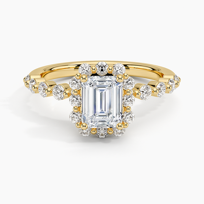1.50 Karat Emerald Halo Tasarım Tektaş Laboratuvar Pırlanta Yüzük 18K -Mirara - Bold Diamonds