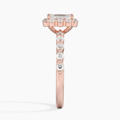 1.50 Karat Emerald Halo Tasarım Tektaş Laboratuvar Pırlanta Yüzük 18K -Mirara - Bold Diamonds