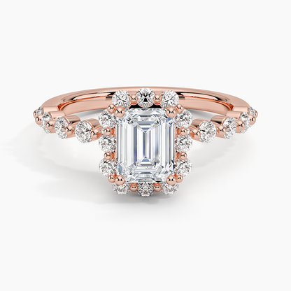 1.50 Karat Emerald Halo Tasarım Tektaş Laboratuvar Pırlanta Yüzük 18K -Mirara - Bold Diamonds