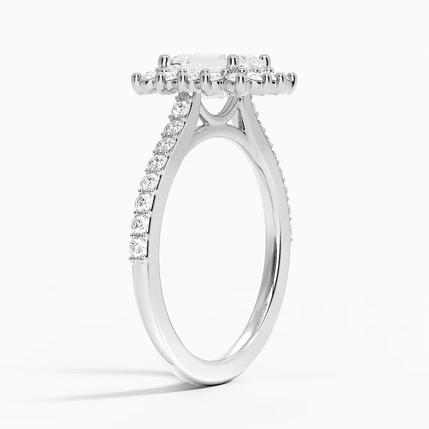 1,50 Karat Emerald Halo Tasarım Tektaş Laboratuvar Pırlanta Yüzük 18K -Seraphina - Bold Diamonds