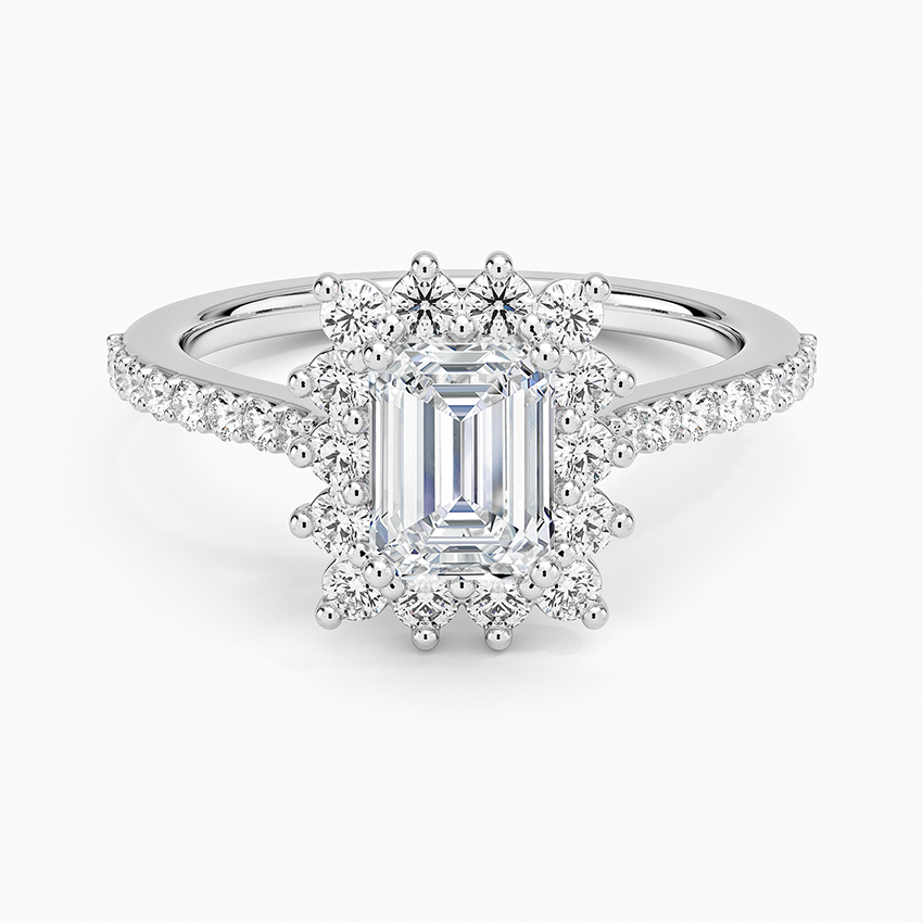 1,50 Karat Emerald Halo Tasarım Tektaş Laboratuvar Pırlanta Yüzük 18K -Seraphina - Bold Diamonds
