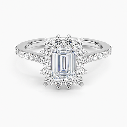 1,50 Karat Emerald Halo Tasarım Tektaş Laboratuvar Pırlanta Yüzük 18K -Seraphina - Bold Diamonds