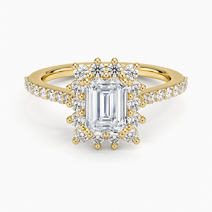 1,50 Karat Emerald Halo Tasarım Tektaş Laboratuvar Pırlanta Yüzük 18K -Seraphina - Bold Diamonds