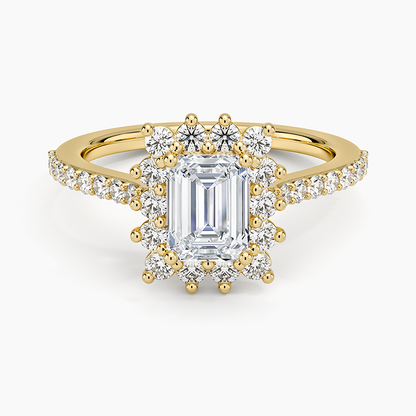 1,50 Karat Emerald Halo Tasarım Tektaş Laboratuvar Pırlanta Yüzük 18K -Seraphina - Bold Diamonds