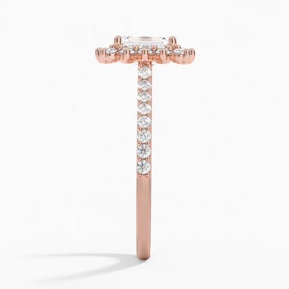 1,50 Karat Emerald Halo Tasarım Tektaş Laboratuvar Pırlanta Yüzük 18K -Seraphina - Bold Diamonds