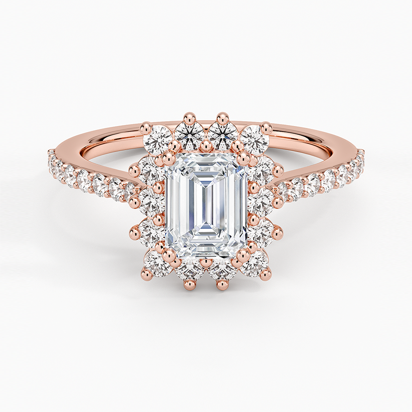 1,50 Karat Emerald Halo Tasarım Tektaş Laboratuvar Pırlanta Yüzük 18K -Seraphina - Bold Diamonds