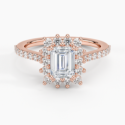 1,50 Karat Emerald Halo Tasarım Tektaş Laboratuvar Pırlanta Yüzük 18K -Seraphina - Bold Diamonds