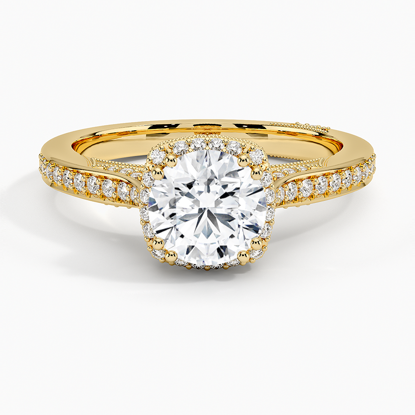 1.50 Karat Halo Tasarım Tektaş Laboratuvar Pırlanta Yüzük 18K  -Clarella - Bold Diamonds