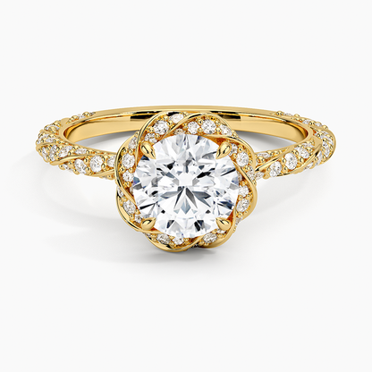 1.50 Karat Halo Tasarım Tektaş Laboratuvar Pırlanta Yüzük 18k  -Elyra - Bold Diamonds