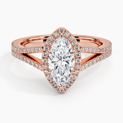 1,50 Karat Marquise Halo Tasarım Tektaş Laboratuvar Pırlanta Yüzük 18K - Aurelia - Bold Diamonds