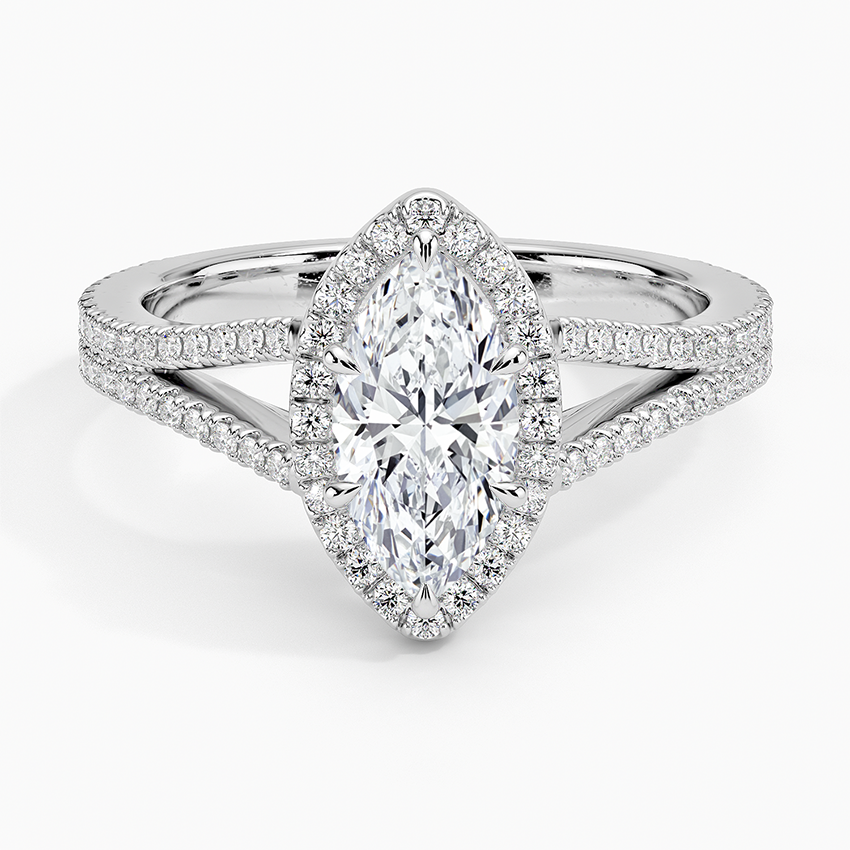 1,50 Karat Marquise Halo Tasarım Tektaş Laboratuvar Pırlanta Yüzük 18K - Aurelia - Bold Diamonds