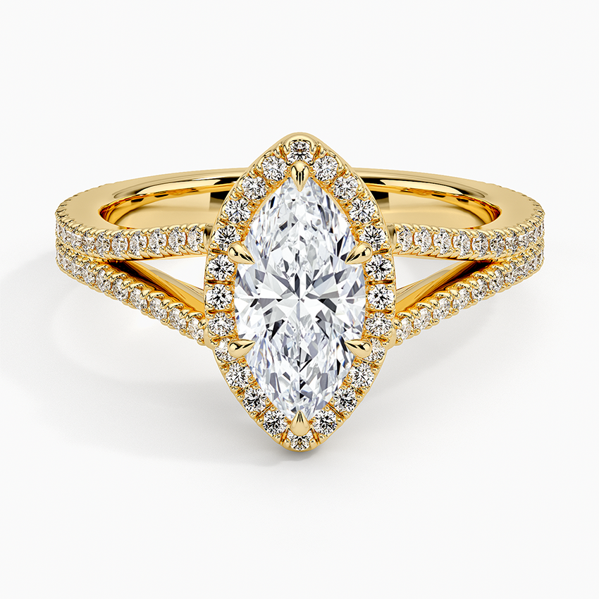 1,50 Karat Marquise Halo Tasarım Tektaş Laboratuvar Pırlanta Yüzük 18K - Aurelia - Bold Diamonds