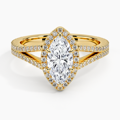 1,50 Karat Marquise Halo Tasarım Tektaş Laboratuvar Pırlanta Yüzük 18K - Aurelia - Bold Diamonds