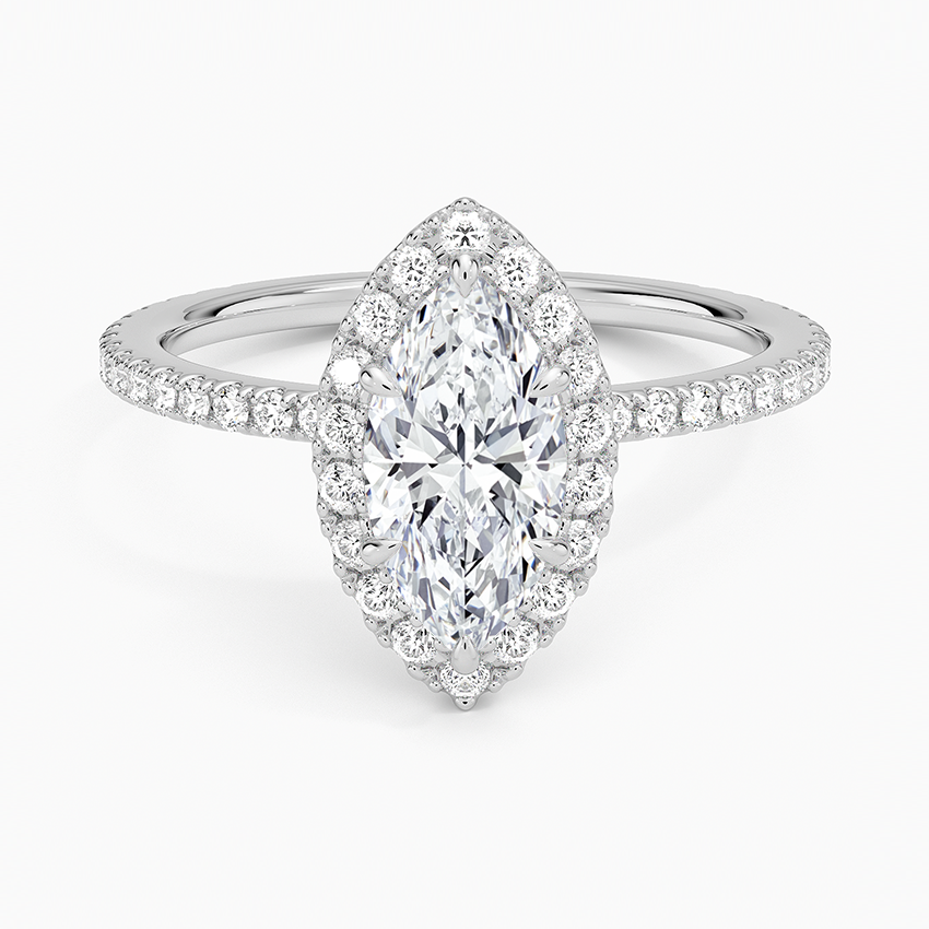 1,50 Karat Marquise Halo Tasarım Tektaş Laboratuvar Pırlanta Yüzük 18K - Celestia - Bold Diamonds