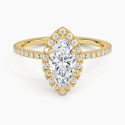 1,50 Karat Marquise Halo Tasarım Tektaş Laboratuvar Pırlanta Yüzük 18K - Celestia - Bold Diamonds