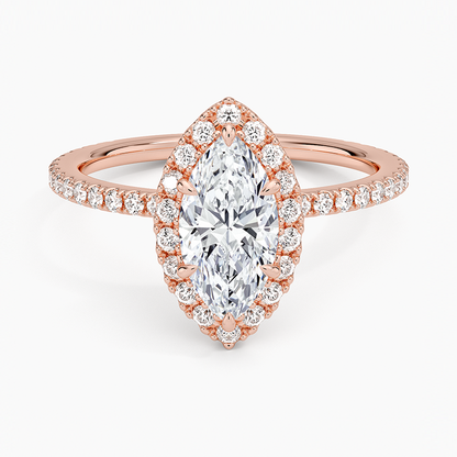 1,50 Karat Marquise Halo Tasarım Tektaş Laboratuvar Pırlanta Yüzük 18K - Celestia - Bold Diamonds