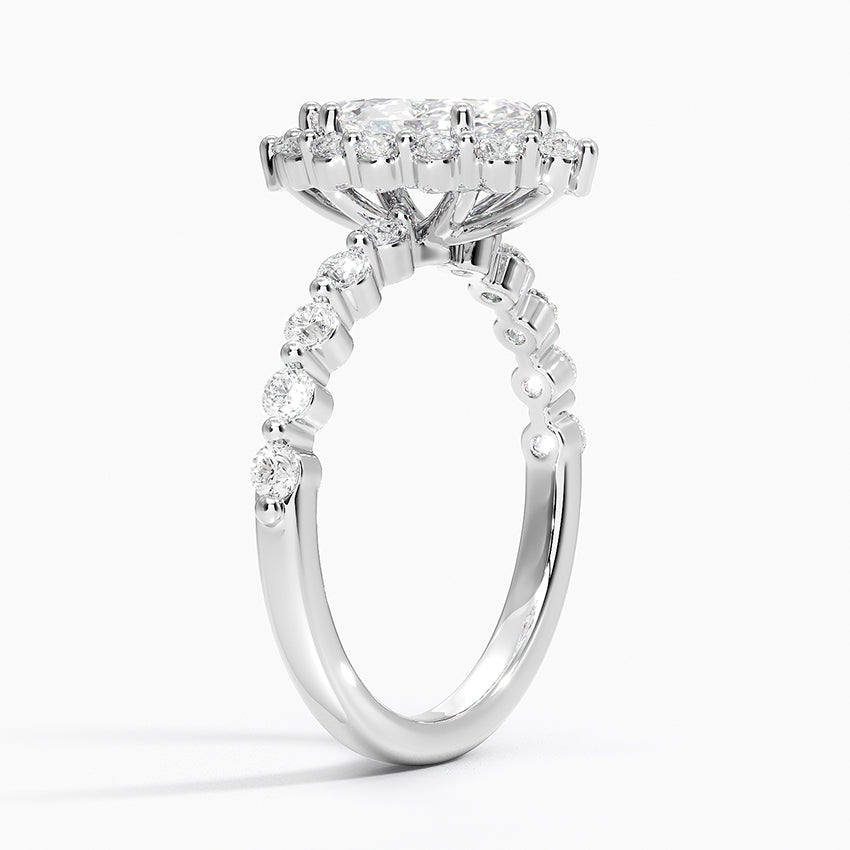 1.50 Karat Marquise Halo Tasarım Tektaş Laboratuvar Pırlanta Yüzük 18K -Mirara - Bold Diamonds