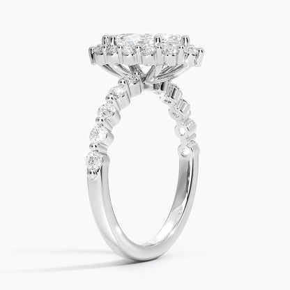 1.50 Karat Marquise Halo Tasarım Tektaş Laboratuvar Pırlanta Yüzük 18K -Mirara - Bold Diamonds