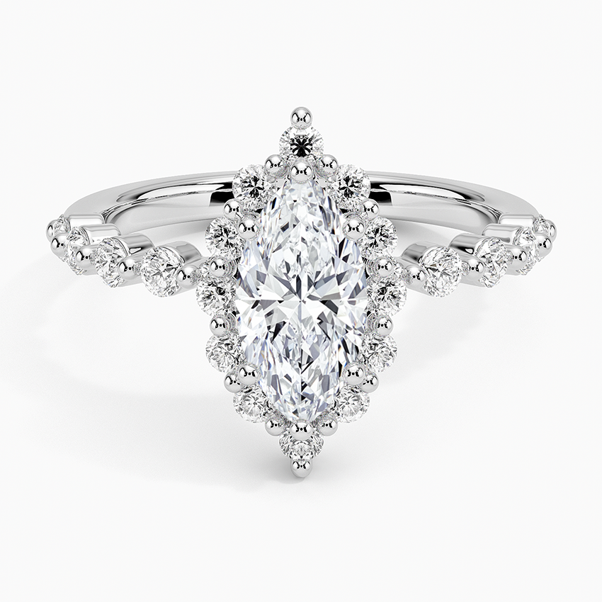 1.50 Karat Marquise Halo Tasarım Tektaş Laboratuvar Pırlanta Yüzük 18K -Mirara - Bold Diamonds