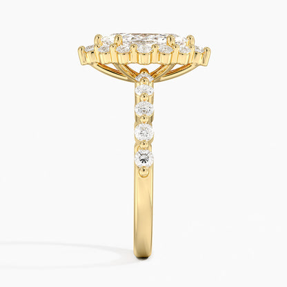 1.50 Karat Marquise Halo Tasarım Tektaş Laboratuvar Pırlanta Yüzük 18K -Mirara - Bold Diamonds