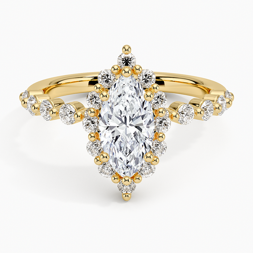 1.50 Karat Marquise Halo Tasarım Tektaş Laboratuvar Pırlanta Yüzük 18K -Mirara - Bold Diamonds
