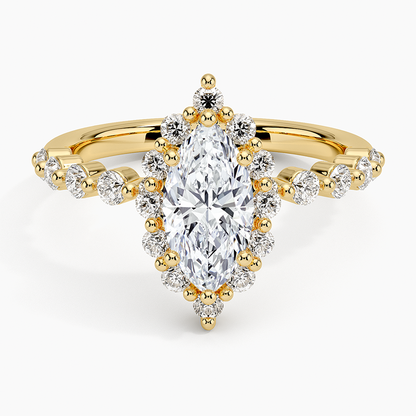 1.50 Karat Marquise Halo Tasarım Tektaş Laboratuvar Pırlanta Yüzük 18K -Mirara - Bold Diamonds