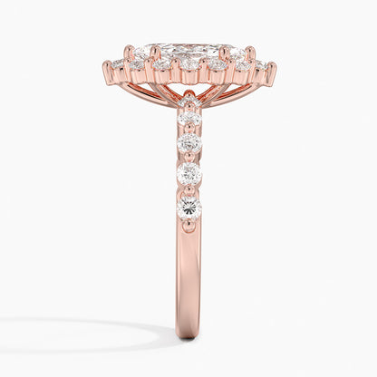 1.50 Karat Marquise Halo Tasarım Tektaş Laboratuvar Pırlanta Yüzük 18K -Mirara - Bold Diamonds