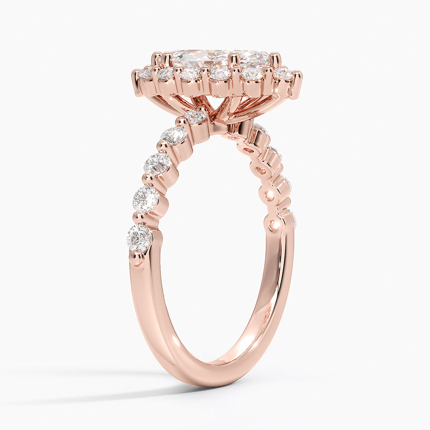 1.50 Karat Marquise Halo Tasarım Tektaş Laboratuvar Pırlanta Yüzük 18K -Mirara - Bold Diamonds