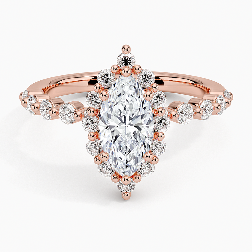 1.50 Karat Marquise Halo Tasarım Tektaş Laboratuvar Pırlanta Yüzük 18K -Mirara - Bold Diamonds