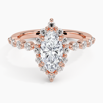 1.50 Karat Marquise Halo Tasarım Tektaş Laboratuvar Pırlanta Yüzük 18K -Mirara - Bold Diamonds