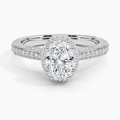 1.50 Karat Oval Halo Tasarım Tektaş Laboratuvar Pırlanta Yüzük 18K  -Clarella - Bold Diamonds