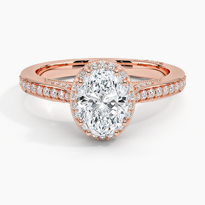 1.50 Karat Oval Halo Tasarım Tektaş Laboratuvar Pırlanta Yüzük 18K  -Clarella - Bold Diamonds