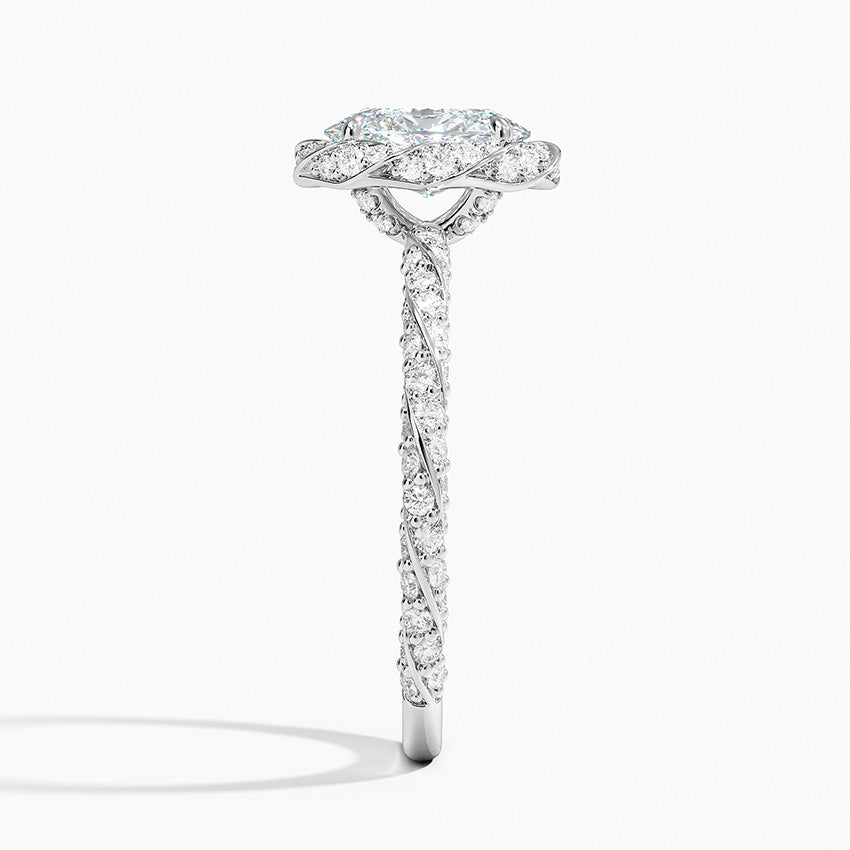 1.50 Karat Oval Halo Tasarım Tektaş Laboratuvar Pırlanta Yüzük  18k -Elyra - Bold Diamonds