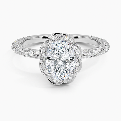 1.50 Karat Oval Halo Tasarım Tektaş Laboratuvar Pırlanta Yüzük  18k -Elyra - Bold Diamonds