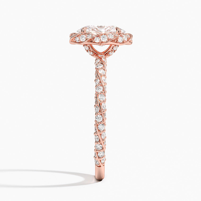 1.50 Karat Oval Halo Tasarım Tektaş Laboratuvar Pırlanta Yüzük  18k -Elyra - Bold Diamonds