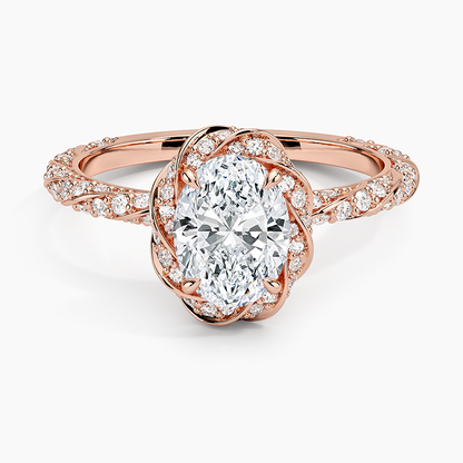 1.50 Karat Oval Halo Tasarım Tektaş Laboratuvar Pırlanta Yüzük  18k -Elyra - Bold Diamonds