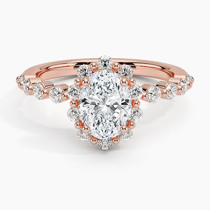 1.50 Karat Oval Halo Tasarım Tektaş Laboratuvar Pırlanta Yüzük 18K -Mirara - Bold Diamonds