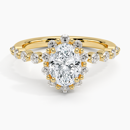 1.50 Karat Oval Halo Tasarım Tektaş Laboratuvar Pırlanta Yüzük 18K -Mirara - Bold Diamonds