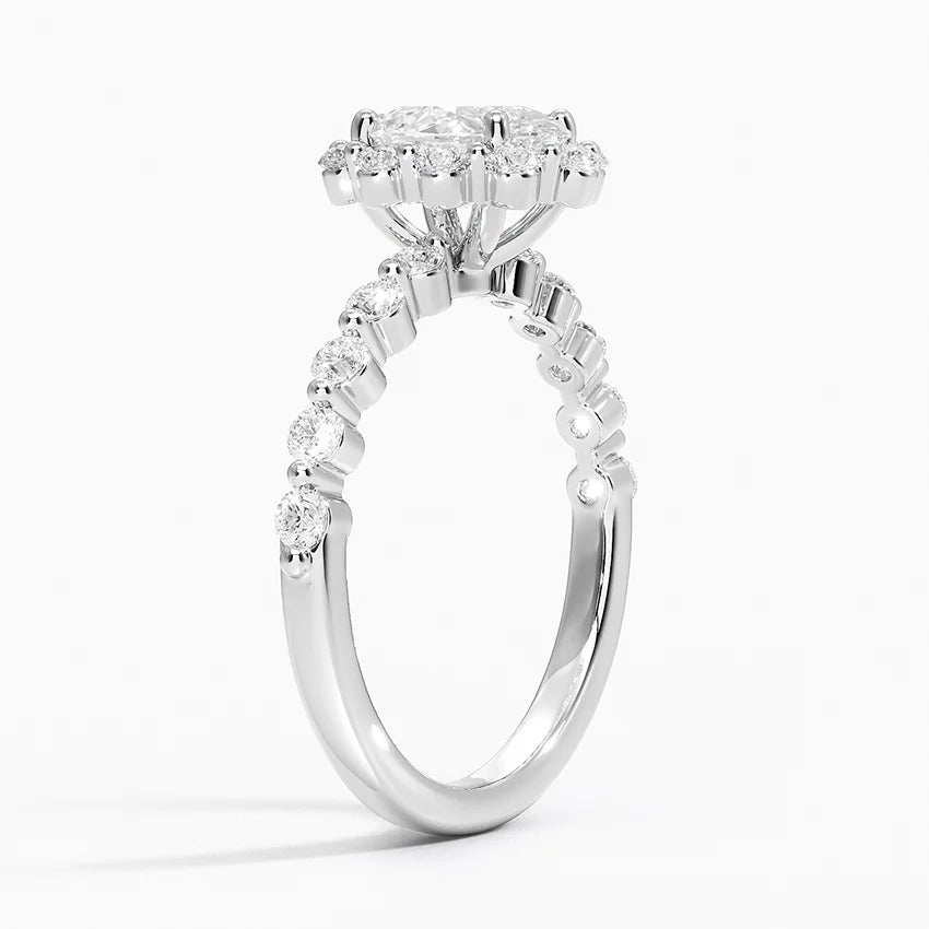 1.50 Karat Oval Halo Tasarım Tektaş Laboratuvar Pırlanta Yüzük 18K -Mirara - Bold Diamonds