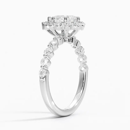 1.50 Karat Pear / Damla Halo Tasarım Tektaş Laboratuvar Pırlanta Yüzük 18K -Mirara - Bold Diamonds